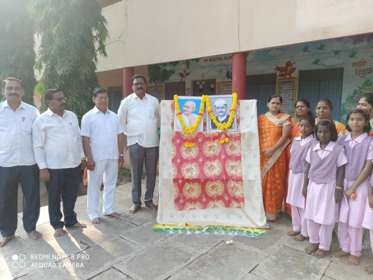 कर्मवीर बाबासाहेब पाटील विद्यालयात महात्मा गांधी व लालबहादूर शास्त्री जयंती साजरी..