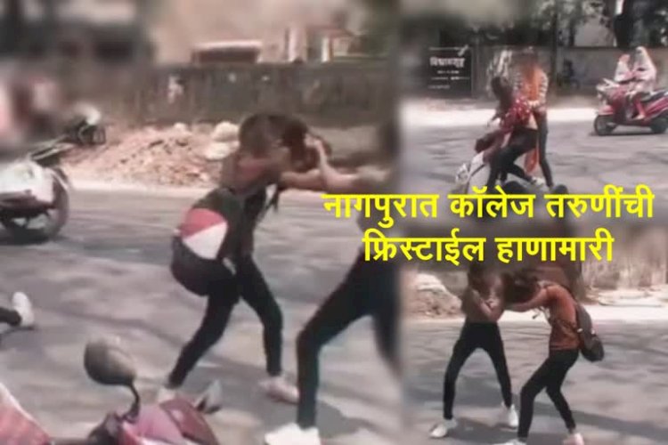 कॉलेजच्या आवारातच मुलींची जोरदार फाईट, वातावरण टाईट; पोरं नुसती बघत राहिली..