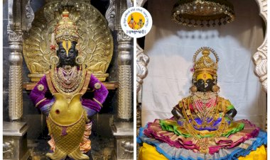 पंढरपूरच्या विठ्ठल मंदिरातील नवरात्र महोत्सव: सातवी माळ.  श्री विठ्ठलास अलंकार, रूक्मिणी मातेस पारंपारिक पसरती बैठक पोषाखासह अलंकार परिधान,