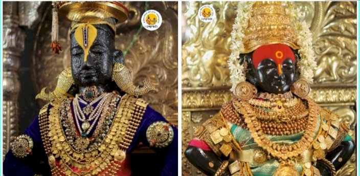 चैत्र गुढीपाडव्या निमित्त श्री विठ्ठल - रूक्मिणी मातेस अलंकार