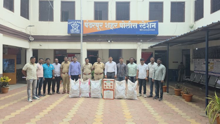 पंढरपुर शहर पोलीस ठाणे गुन्हे प्रकटीकरण शाखेची धडाकेबाज कामगिरी पंढरपुर शहरातील खत विक्री करणारे दुकाणातुन चोरीस गेलेले  २,००,०००/- रू बियाने पोलीसांनी केले जप्त