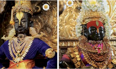 पंढरपूरात दीपावली २०२५, वसुबारस निमित्त श्री विठ्ठलास  व रूक्मिणी मातेस अलंकार परिधान