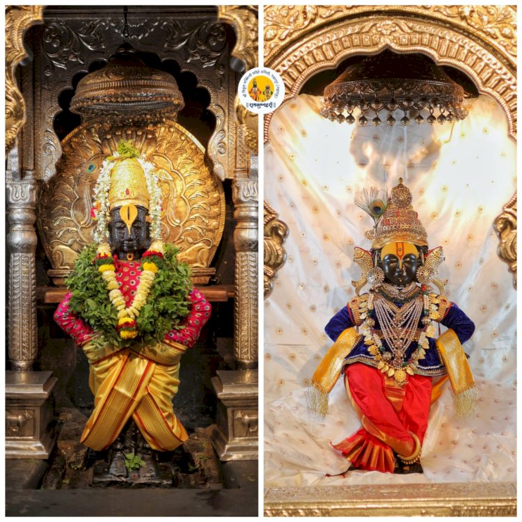 नवरात्र महोत्सव : रूक्मिणी मातेस पारंपारिक देहुडा चरण पोशाखासह सह अलंकार परिधान