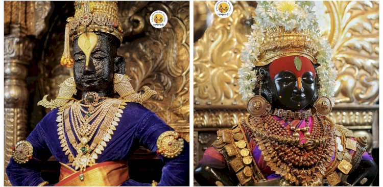 पंढरपूरात दीपावली २०२५, वसुबारस निमित्त श्री विठ्ठलास  व रूक्मिणी मातेस अलंकार परिधान