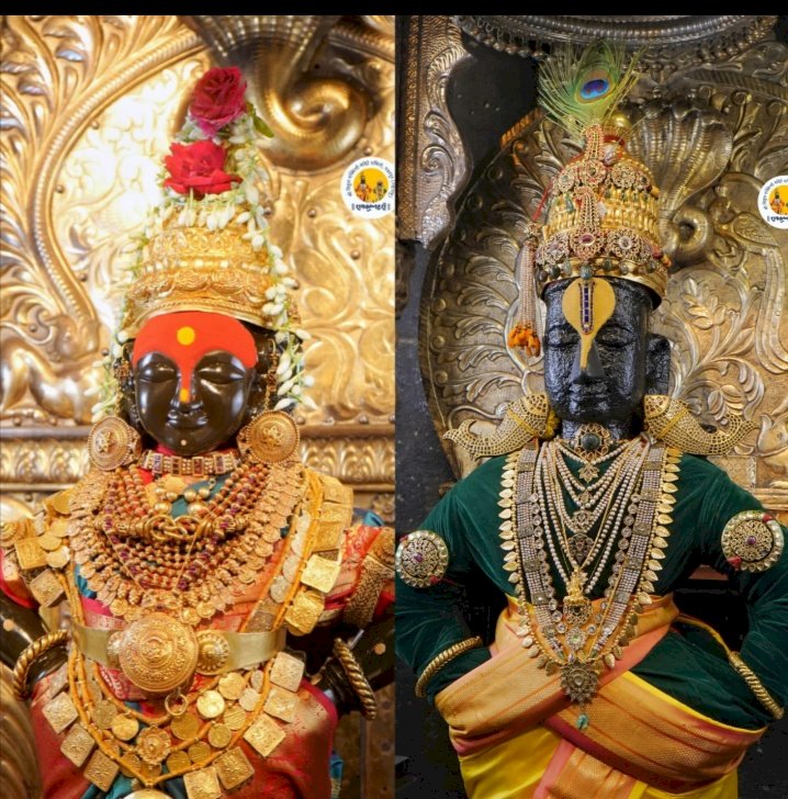 भारतीय स्वातंत्र्यदिनानिमित्त श्री विठ्ठल-रुक्मिणी मातेस विविध अलंकार परिधान.