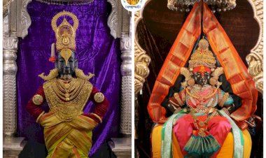 श्री विठ्ठलास अलंकार, रूक्मिणी मातेस पारंपारिक श्री. तुळजाभवानी पोषाखासह अलंकार परिधान.  ◾नवरात्र महोत्सव तिसरी माळ निमित्त श्री विठ्ठल व माता रुक्मिणीचे राजस लोभस रूप पाहण्यास भाविकांची गर्दी .